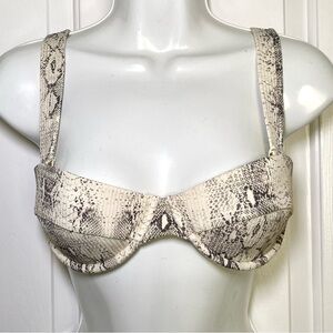 Cream & Taupe Snake Print Underwire Bikini Top